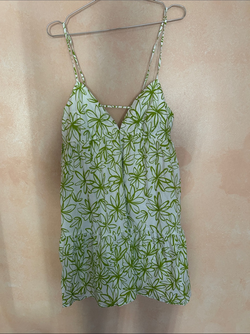 NIA Green Floral Spaghetti-Strap Cami Top SIZE LARGE NEW WITH TAGS
